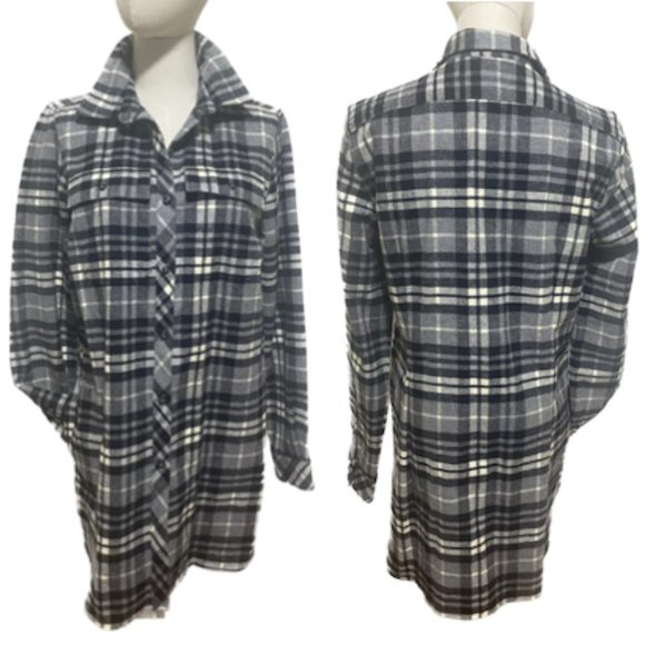 L.L. Bean Tops - Ll BEAN SIGNATURE GRAY, BLK & CREAM PLAID COZY WOMEN'S FLANNEL TUNIC NWOT  SZ S